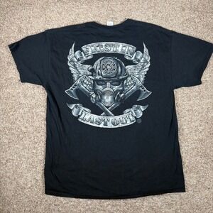 Firefighter First In Last Out Graphic T-Shirt Gildan Heavy Cotton XL